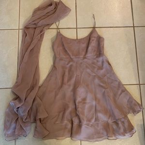 90s mauve empire waist flowy dress with cover-up